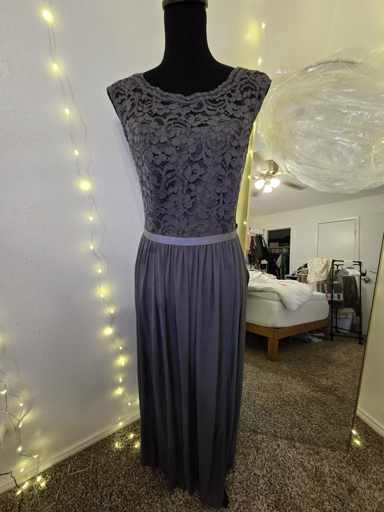 David's Bridal Dresses & Skirts - David's Bridal Slate Gray Lace Bodice Maxi Dress